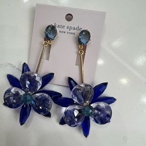 Kate Spade Blooming Brilliant Flower Statement Earrings Blue 3 Drop